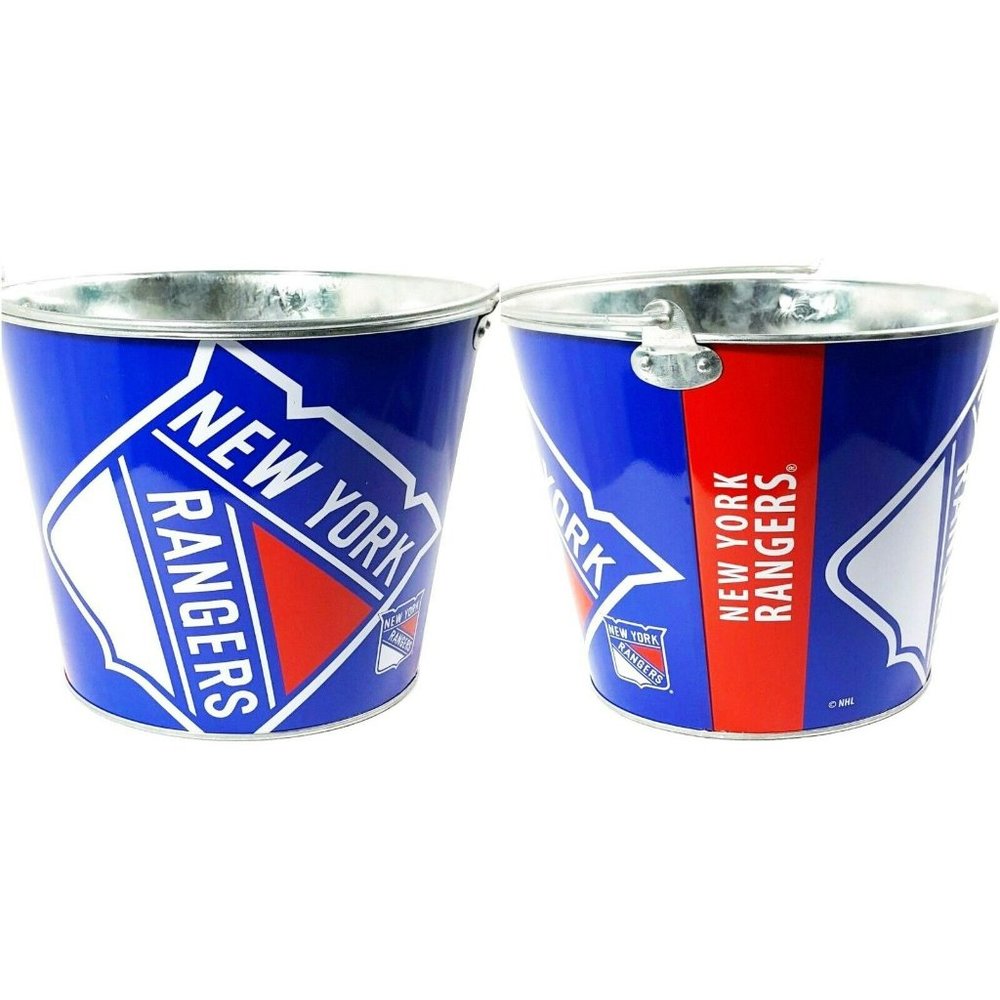 NEW YORK RANGERS Hype Full Wrap Logo Ice Metal Bucket 5-Quart WITH HANDLE